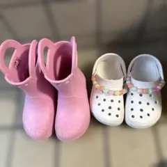 クロックス　レインブーツ　crocs ピンク 長靴 JP 16.5cm サンダル