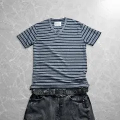 y2k jacquard vneck tee gray khaki grunge - メルカリ