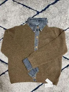✨新品✨Lumierデニム襟付きブラウンセーター