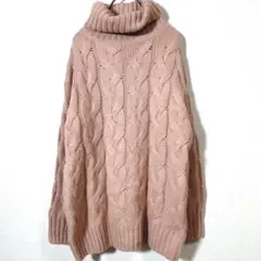 GU ジーユー　タートルネックニットセーター　ピンク　M