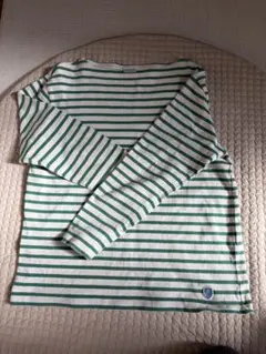 ORCIVAL ホワイト×グリーンストライプ 長袖Tシャツ