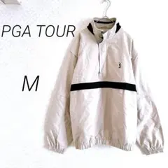【1102】ピージーエーツアー　ハーフジップジャケット　ゴルフ　M ベージュ