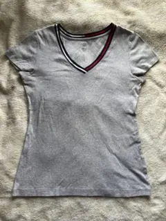 TOMMY HILFIGER Vネック 半袖Tシャツ グレーのサムネイル