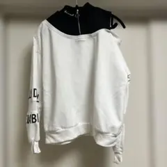 オフショルダー ホワイト トレーナー