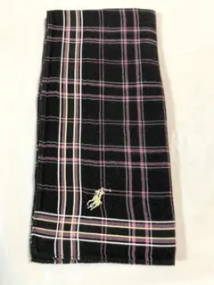 ラルフローレン ハンカチ　大判　46×46 綿100 黒　ピンク　チェックのサムネイル