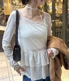 新品未使用　Mystic レイヤードドット ティアードプルオーバー