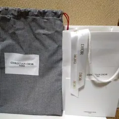メゾンクリスチャンディオール　千鳥格子巾着ポーチ