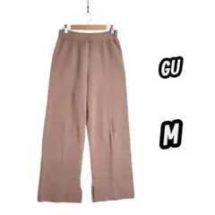 ジーユー ☆ ブラウン スウェットライク ニットスラックスパンツ M