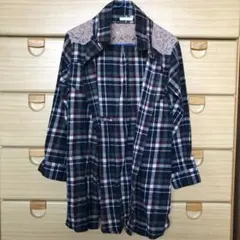 TK MIXPICE 長袖シャツ ネルシャツ チェック柄 レース 緑 ロングのサムネイル