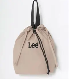 Lee リー ロゴ 刺繍 シャーリングリボンバッグ 巾着バッグ ライトベージュのサムネイル