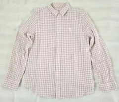 coen 美品 ギンガムチェック 長袖 シャツ L　ベージュ系　コーエン