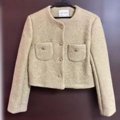 ノーカラージャケット ベージュ