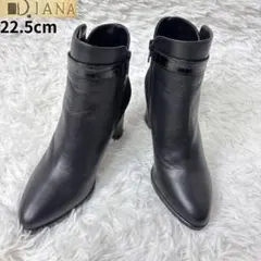 【ほぼ未使用】ダイアナ サイドジップブーティ クロコ柄 レザー 黒 22.5cmのサムネイル