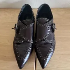 セルジオロッシ、スタッズ付きダークブラウンローファー