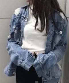 GYDAライトブルー ダメージデニムジャケット