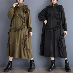 大きいサイズ コート　アウター　カーキ　レディース 秋冬　春 新品 長袖