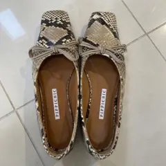 PIPPICHIC ピッピシック パイソン柄バレエシューズ スクエアトゥ
