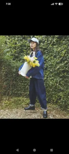 スタディオクリップエコデニムスラウチパンツМサイズ