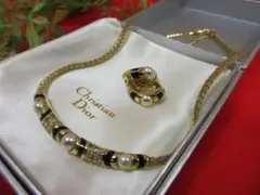 A*様 定AA3258 クリスチャンディオール ネックレス×ラインストーン イヤ