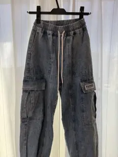 Love Toxic デニム風グレー カーゴパンツ S (140)