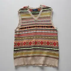 POLO RALPH LAUREN フェアアイル柄 ニットベスト L カシミヤ混
