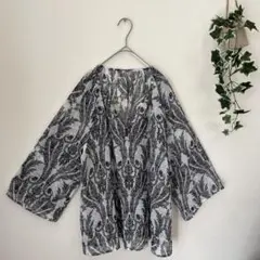 レディース 【L】ブラウス カットソー チュニック /花柄 透け感 エレガント
