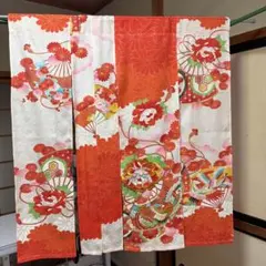 605axu15□七五三 3歳 お宮参り 女児 祝い着 絞り染 菊に巻物□美品