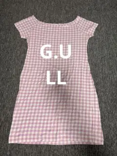 G.U 人気♡ピンクと白のギンガムチェック 半袖ミニワンピース