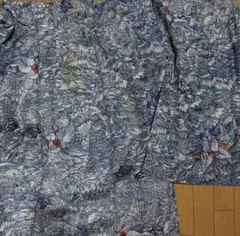 【即購入OK!!】青系花柄 紬 着物のサムネイル