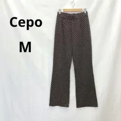 cepo/セポ ▶ 総柄パンツ M 黒 茶 グレー ウエストゴム