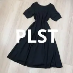 【即日発送】プラステ PLST 黒ワンピース ポケット タック半袖 Aライン