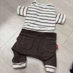 鎌倉ドッグ　セパレート風ボーダーロンパース　Lサイズ　ブラウンのサムネイル