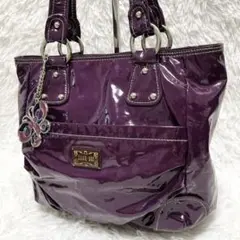 【00's archive】ANNA SUI トートバッグ エナメル 蝶 紫