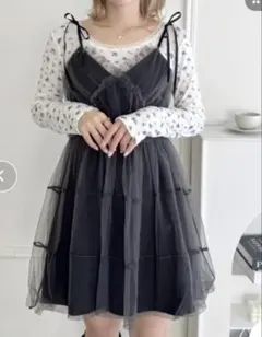 チュールティアードミニキャミワンピース