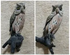 縁起物！工芸品 フクロウ 梟 2体セット