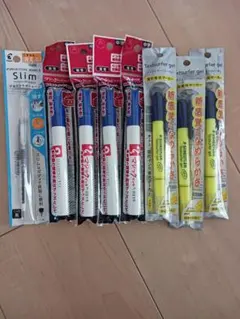 フリクションボールスリム 黒 4本セット & 蛍光ペン 3本セット ボールペン