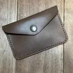 本革手縫いカードケース　ブラウンレザー