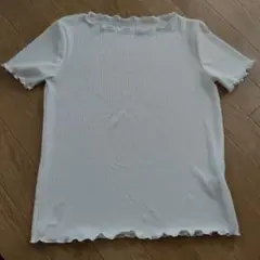 ホワイト リブ 半袖 Tシャツ メロウ加工