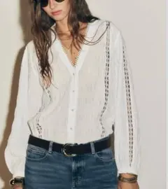 ZARA ドット柄 レースブラウス