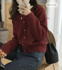 ボルドー カーディガン