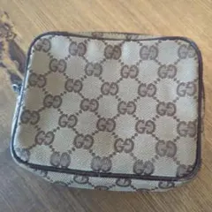 極美品】GUCCI オールドグッチ GG柄 ポーチ ブラウン キャンバス