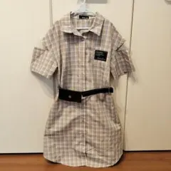シスタージェニィ 150cm 肩出し 半袖ワンピース チェック柄のサムネイル