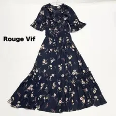 美品⭐︎Rouge Vif マキシ丈 ワンピース 花柄 フリル ギャザー ブラックのサムネイル