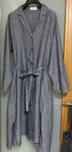 UNIQLO コットンリネンネイビーブルーシャツワンピース コートMサイズ