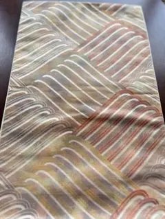 アンティーク袋帯☆G1グレージュや焦茶のグラデーションベースにゴールドなどの波