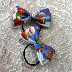 クリスマスサンタクロースデザイン ヘアゴム 2個セット