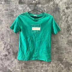 GU　ジーユー★半袖Tシャツ★グリーン　ボックスロゴ　メンズ(S)