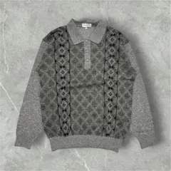 ニットポロシャツ ニット vintage 古着 アメカジ グレー ラム カシミヤのサムネイル