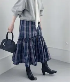 美品　SHIPS quaranciel チェック タフタ スカート　38