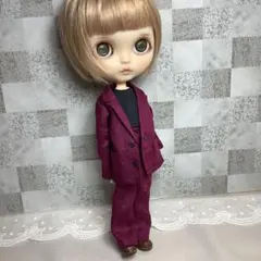 ブライスアウトフィット♡リネンオーバーサイズテーラージャケットセットアップ/臙脂